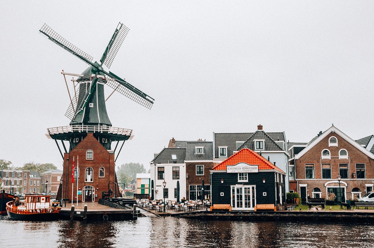 windmill, mill, river