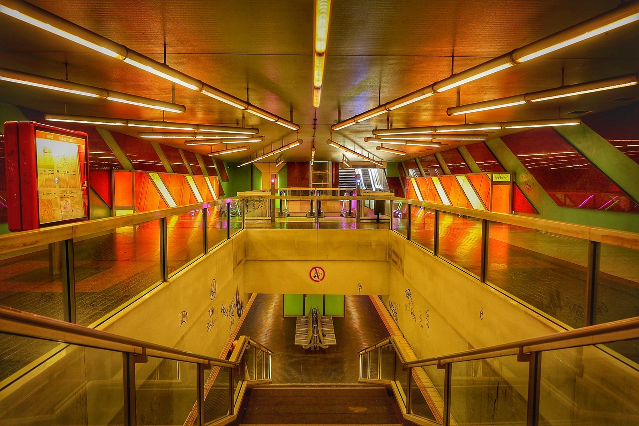 subway, traffic, architecture, stairs, cologne